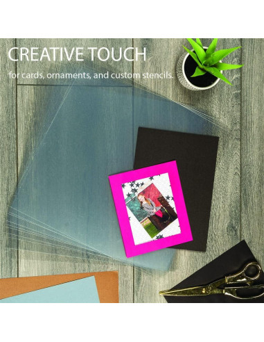 Samsill 50 Hojas Plástico Transparente 12x12 cm para Manualidades