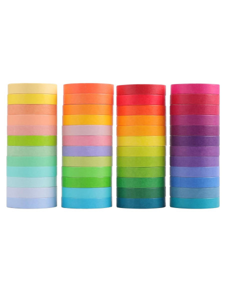 Juego de 48 Rollos de Cinta Washi Cotrida 7.5mm Multicolor Juego de 48 Rollos de Cinta Washi Cotrida 7.5mm Multicolor