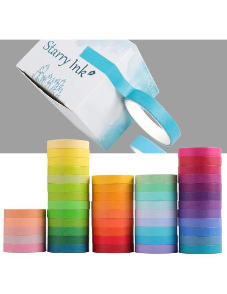 Juego de 48 Rollos de Cinta Washi Cotrida 7.5mm Multicolor Juego de 48 Rollos de Cinta Washi Cotrida 7.5mm Multicolor