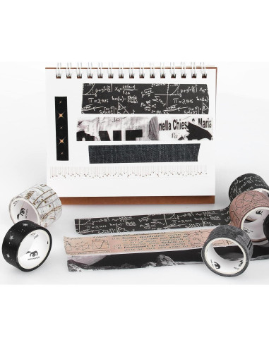 Conjunto de Cinta Washi Dizdkizd 20 Rollos Negro 5-25mm para Manualidades