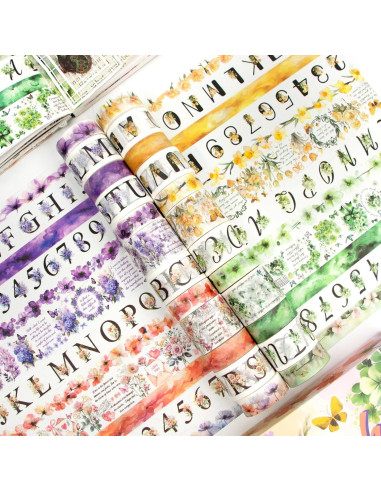 Juego de 24 Rollos de Cinta Washi Floral Ieebee 3cm 4rollos