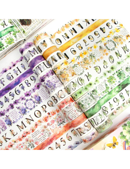 Juego de 24 Rollos de Cinta Washi Floral Ieebee 3cm 4rollos Juego de 24 Rollos de Cinta Washi Floral Ieebee 3cm 4rollos