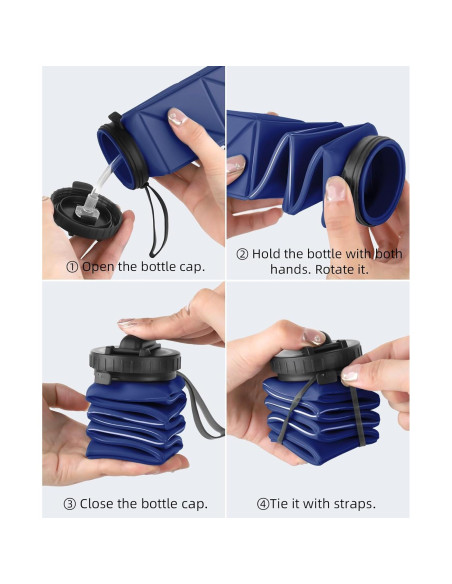 Botella de Agua Plegable Infitran 610ml Silicona Azul Botella de Agua Plegable Infitran 610ml Silicona Azul