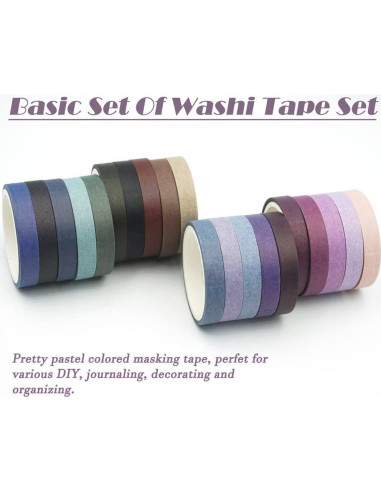 Juego de 20 Rollos de Cinta Washi Baizijili 7.5mm Morandi