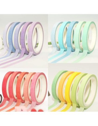 Juego de 20 Rollos de Cinta Washi Maartla 7.5mm Colorida