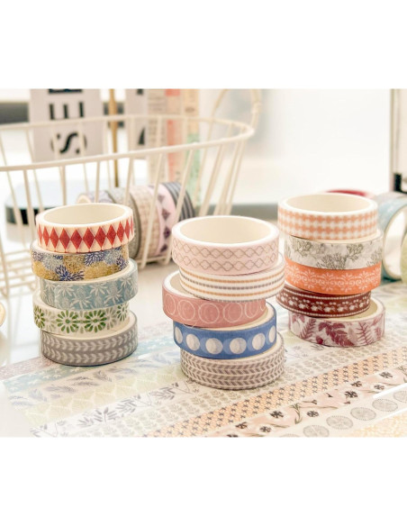 Cinta Washi YUBBAEX 20 Rollos 10mm x 2m Colección 4-Romance Cinta Washi YUBBAEX 20 Rollos 10mm x 2m Colección 4-Romance