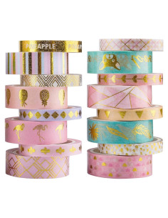 Cinta Washi Yubbaex Set de 16 Rollos Decorativos 8mm y 15mm