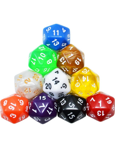 Dados D20 10-Pack SmartDealsPro 22mm Color Mezclado