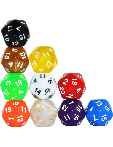 Dados D20 10-Pack SmartDealsPro 22mm Color Mezclado