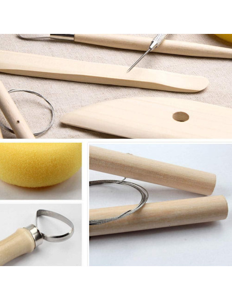 Juego de 8 Herramientas de Cerámica de Madera ZLULARY Juego de 8 Herramientas de Cerámica de Madera ZLULARY