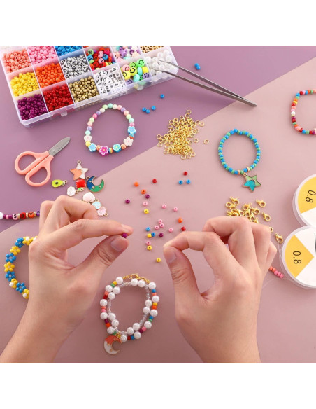 Kit de Semillas de Perlas Urradia 2989pcs 4mm Coloridas DIY Kit de Semillas de Perlas Urradia 2989pcs 4mm Coloridas DIY