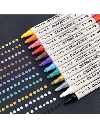 Set de 12 Marcadores de Pintura Acrílica Doble Punta Transon