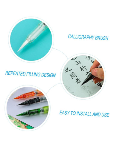 Pinceles de Caligrafía y Acuarela NUOBESTY 5 Pcs Tinta Negra