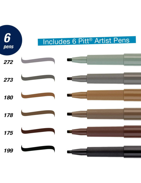 Set de Plumas de Caligrafía Faber-Castell Pitt Artist - 6 Colores Sutiles Set de Plumas de Caligrafía Faber-Castell Pitt Artist - 6 Colores Sutiles