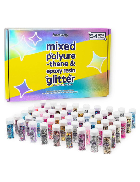 Set de 54 Brillantinas Mixtas Hemway para Manualidades Set de 54 Brillantinas Mixtas Hemway para Manualidades