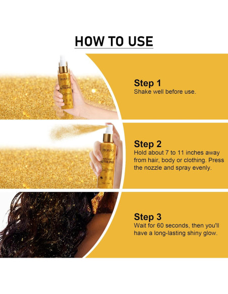 Spray Brillo Corporal Pjordo 113g Dorado para Cabello y Piel Spray Brillo Corporal Pjordo 113g Dorado para Cabello y Piel
