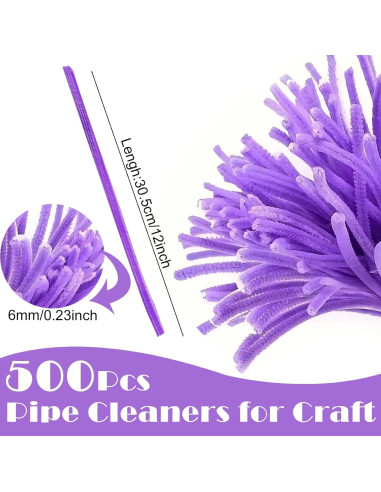 500 Limpiadores de Tubos Morados Daover 30 cm Manualidades DIY
