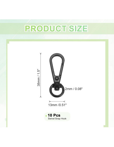 Ganchos Giratorios de Langosta uxcell 10Pcs Aleación Zinc Negro
