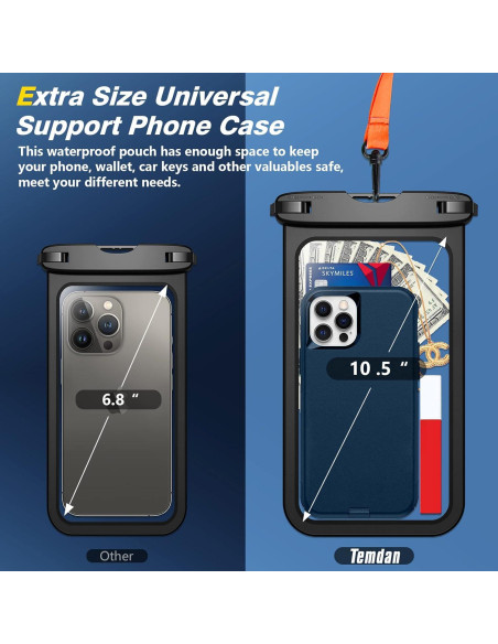 Funda Impermeable Temdan para Teléfono 10" Universal - Negro Funda Impermeable Temdan para Teléfono 10" Universal - Negro