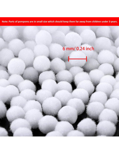 Pom Poms Blancos Shappy 2000 Piezas 6 mm Manualidades Navidad