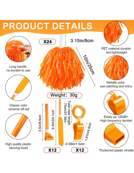 Yunsailing 96 Piezas Aplaudidores y Pompones Animación Naranja Yunsailing 96 Piezas Aplaudidores y Pompones Animación Naranja