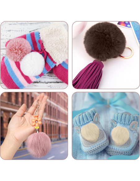 46 Piezas Pom Pom de Piel Sintética SIQUK 10 cm Colores Suaves 46 Piezas Pom Pom de Piel Sintética SIQUK 10 cm Colores Suaves