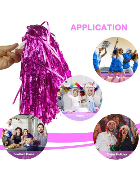 Pompones de Animación Lovecheer 12 Piezas Brillantes Rosa Fucsia Pompones de Animación Lovecheer 12 Piezas Brillantes Rosa Fucsia