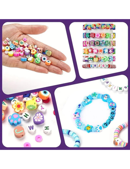 Kit de Fabricación de Pulseras HHOOMY 1000 Piezas Cuentas Kit de Fabricación de Pulseras HHOOMY 1000 Piezas Cuentas