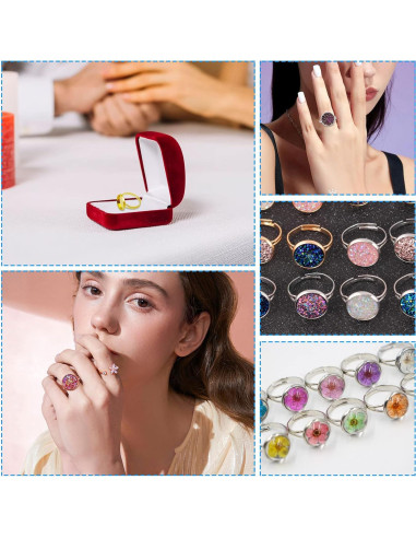80 Anillos Ajustables en Blanco Ximalun 12mm 8 Colores DIY