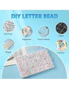 1400 Cuentas de Letras Weiyiziens 4x7mm Acrílico Blanco y Negro 2