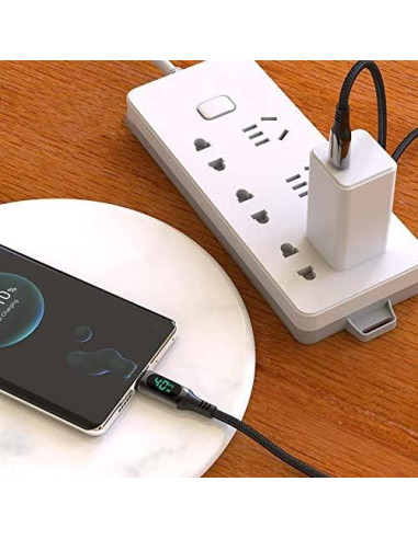 Cable BoxWave USB-C a USB-C 100W con pantalla LED 182 cm