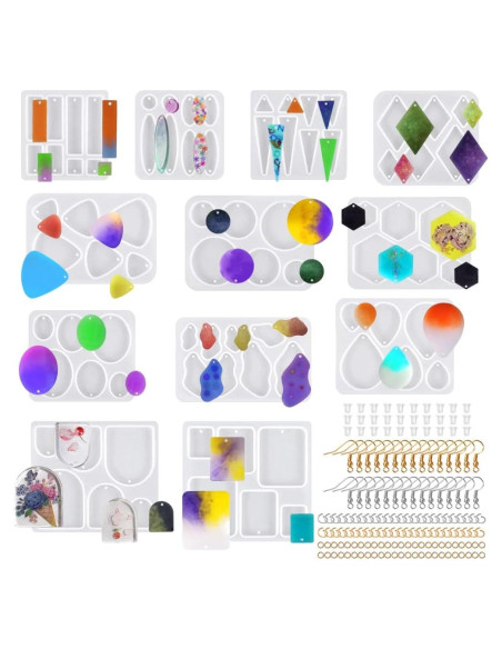 Kit de Moldes de Joyería de Resina SENHAI 12 Pcs con Accesorios Kit de Moldes de Joyería de Resina SENHAI 12 Pcs con Accesorios