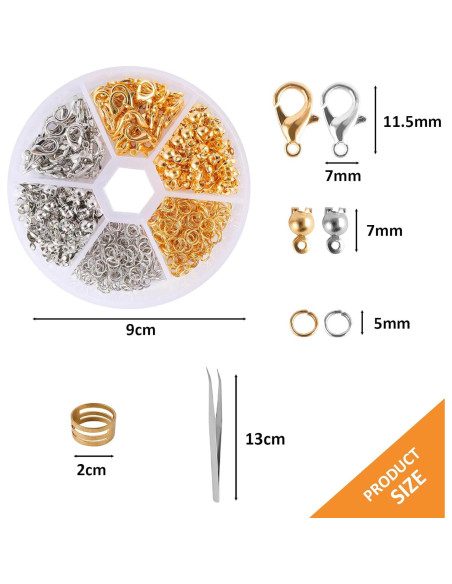 Kit de Joyería HUIRUSO 460 Piezas Ganchos de Langosta Dorados Kit de Joyería HUIRUSO 460 Piezas Ganchos de Langosta Dorados