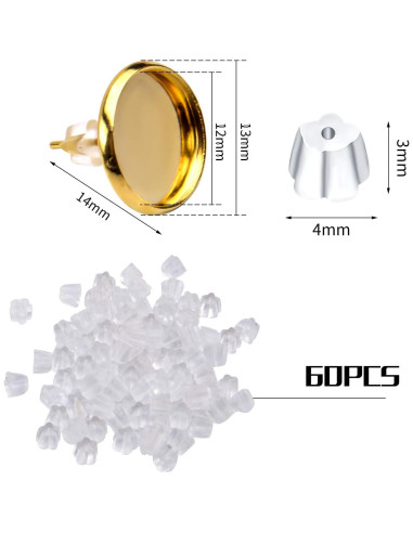Configuraciones de Aretes Aylifu 60pcs Acero Inoxidable 12mm