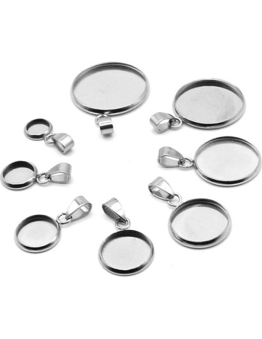 Kit 20 Bandejas Colgantes Acero Inoxidable Plata 16mm