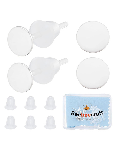Configuraciones de Aretes Cabochon Beebeecraft 20 Piezas Plata 925 Configuraciones de Aretes Cabochon Beebeecraft 20 Piezas Plata 925