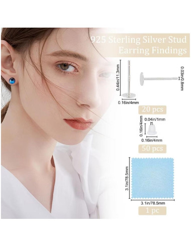 Configuraciones de Aretes Cabochon Beebeecraft 20 Piezas Plata 925