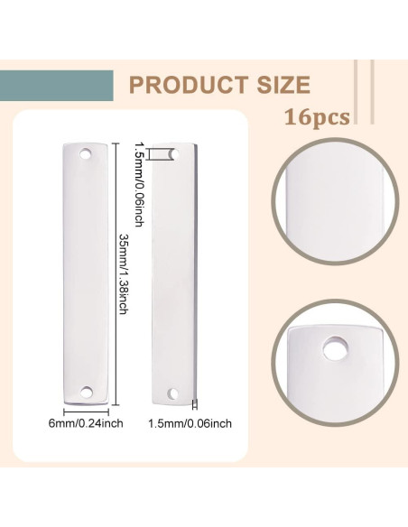 Conectores de Acero Inoxidable 304 BENECREAT 16Pcs 3.5x0.6cm Conectores de Acero Inoxidable 304 BENECREAT 16Pcs 3.5x0.6cm