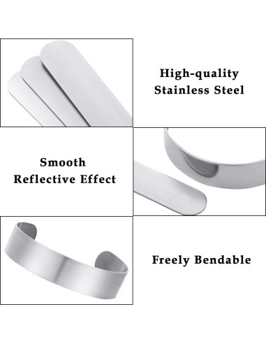 16 Pulseras en Blanco de Acero Inoxidable Hicarer para DIY