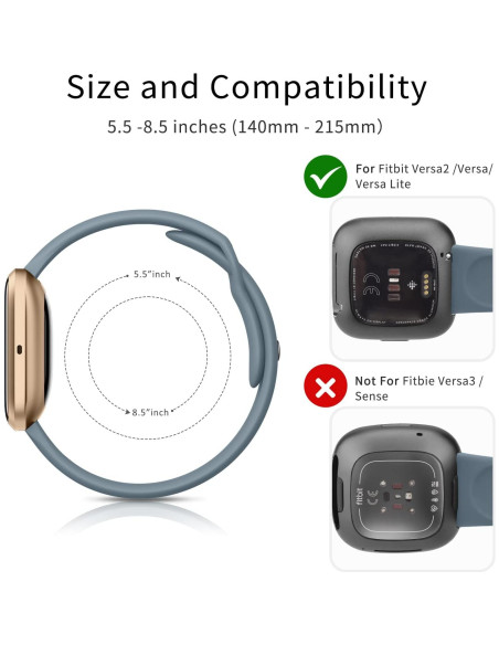 Bandas de Silicona AK para Fitbit Versa 2 - Gris Azul Bandas de Silicona AK para Fitbit Versa 2 - Gris Azul