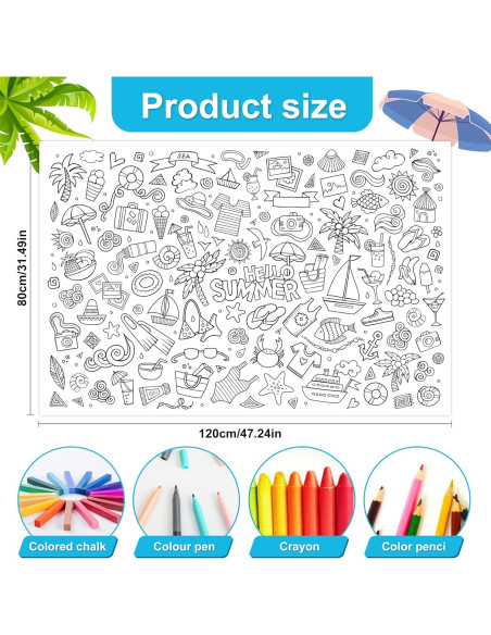 Póster Gigante para Colorear AllReal Mar de Verano 120x80cm Póster Gigante para Colorear AllReal Mar de Verano 120x80cm