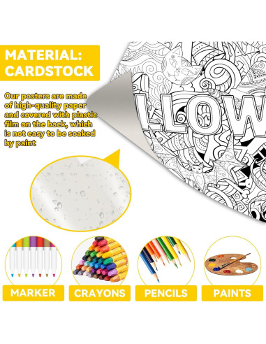 Póster Gigante de Mandala para Colorear Halloween ZOIIWA 63.5x127cm