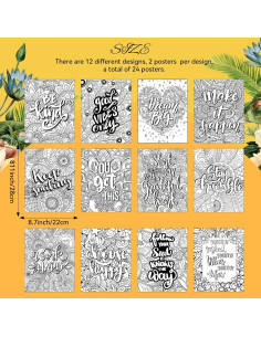 Pósteres de Colorear Mandala ZOIIWA 24 Hojas Inspiracionales 2
