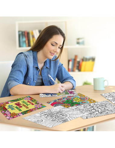 Pósteres de Colorear Mandala ZOIIWA 24 Hojas Inspiracionales