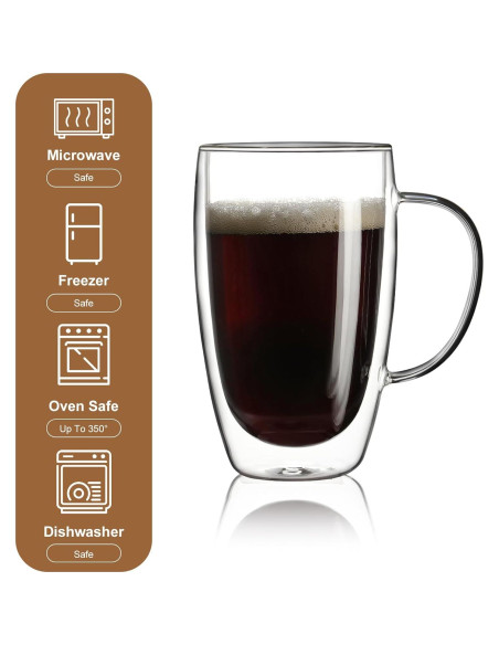 Paquete de 2 Tazas de Café Aurzen Doble Pared 443ml Paquete de 2 Tazas de Café Aurzen Doble Pared 443ml