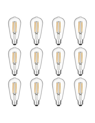 Paquete de 12 bombillas LED Edison Gozelux 60W regulables