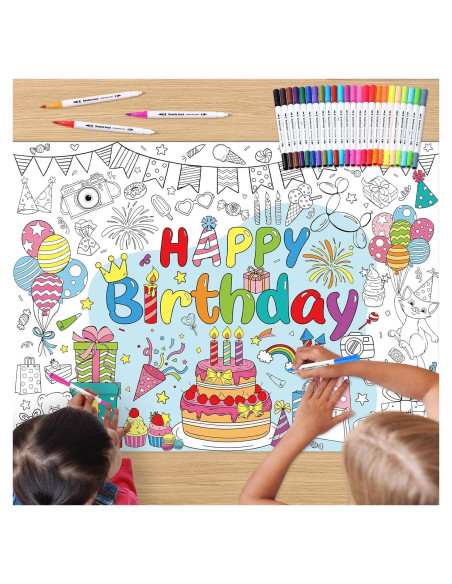 Póster para Colorear Cumpleaños Faccito 110x80 cm + 24 Marcadores Póster para Colorear Cumpleaños Faccito 110x80 cm + 24 Marcadores