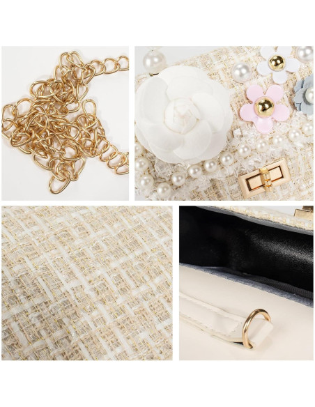 Bolso Cruzado Mini Forwe para Niñas con Flores y Perlas Bolso Cruzado Mini Forwe para Niñas con Flores y Perlas