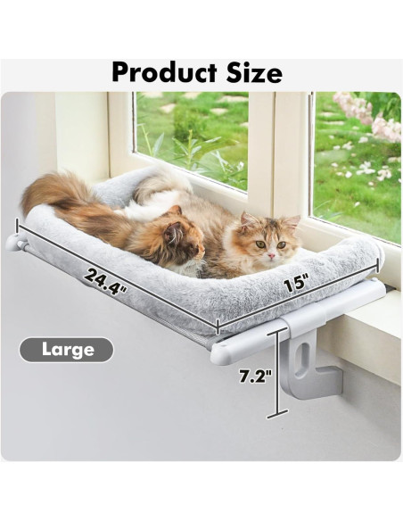 Perchero de Ventana para Gatos Zoratoo Grande Gris Perchero de Ventana para Gatos Zoratoo Grande Gris