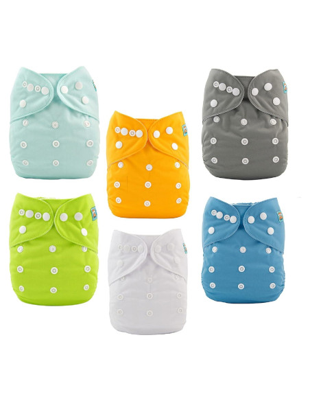 Pañales de Tela ALVABABY Ajustables 6 Piezas con 12 Inserts Pañales de Tela ALVABABY Ajustables 6 Piezas con 12 Inserts